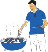 Man cooking on barbecue