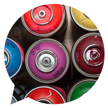 colourful aerosol cans