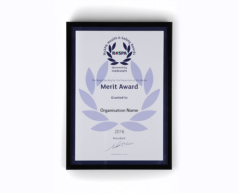 Framed Certificate (Merit – Gold)