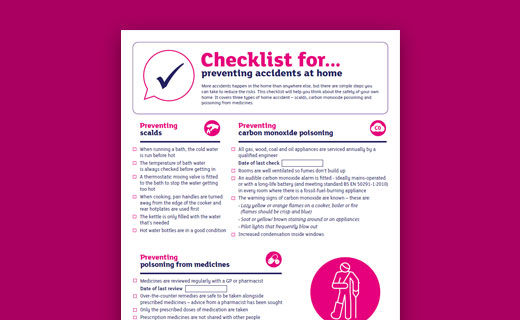 Checklist for preventing accidents at home