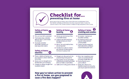Checklist for preventing fires at home