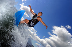 A picture of a surfer.