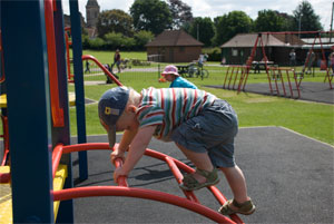 A picture of a child climbing.