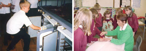 Students use an oven to bake their project