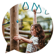 A picture of a child climbing on handles.